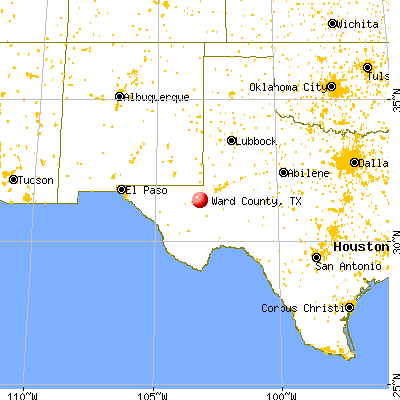 Ward County, TX map from a distance
