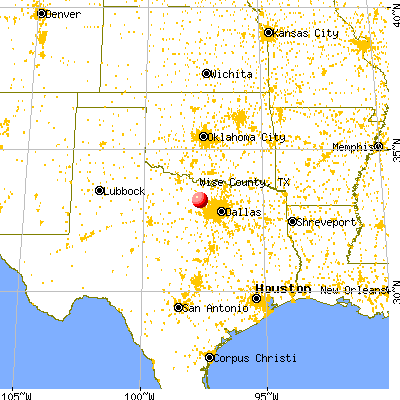 Wise County, TX map from a distance