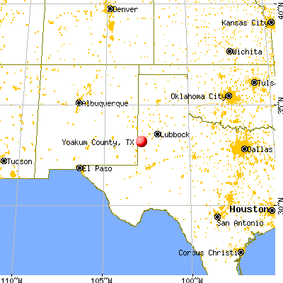 Yoakum County, TX map from a distance