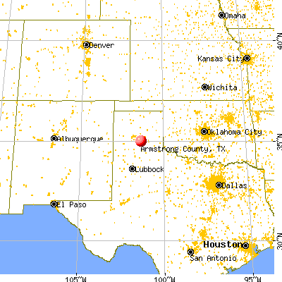 Armstrong County, TX map from a distance