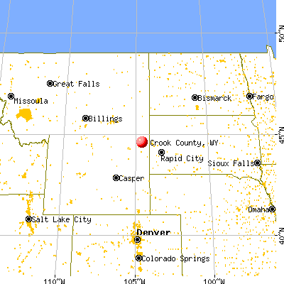 Crook County, WY map from a distance