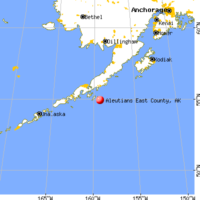 Aleutians East Borough, AK map from a distance