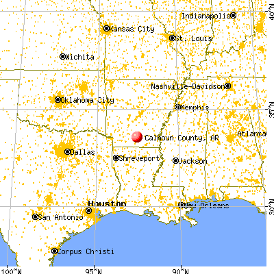 Calhoun County, AR map from a distance