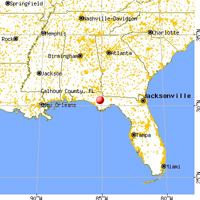 Calhoun County, FL map from a distance
