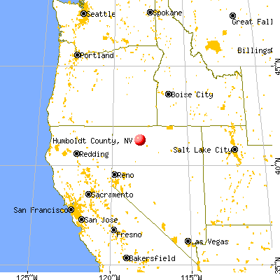 Humboldt County, NV map from a distance