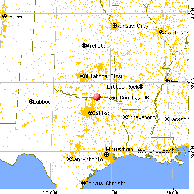 Bryan County, OK map from a distance
