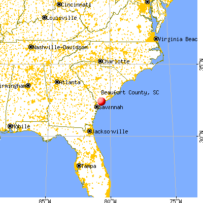 Beaufort County, SC map from a distance