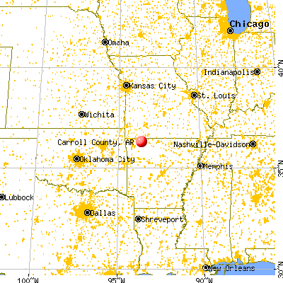 Carroll County, AR map from a distance