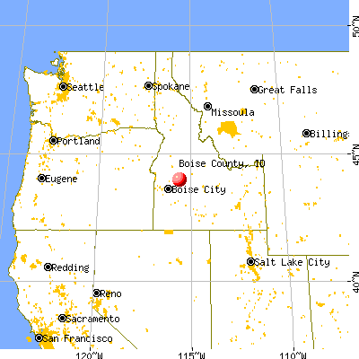 Boise County, ID map from a distance