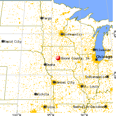 Boone County, IA map from a distance