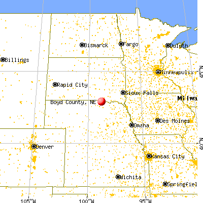 Boyd County, NE map from a distance