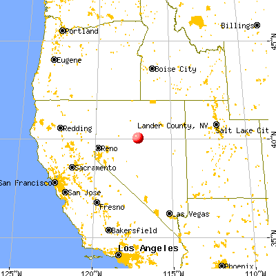 Lander County, NV map from a distance