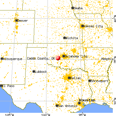 Caddo County, OK map from a distance