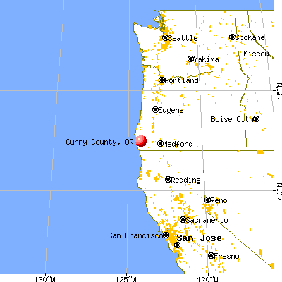 Curry County, OR map from a distance