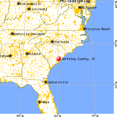 Berkeley County, SC map from a distance