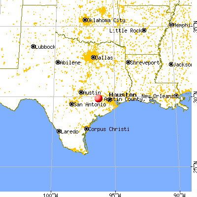 Austin County, TX map from a distance