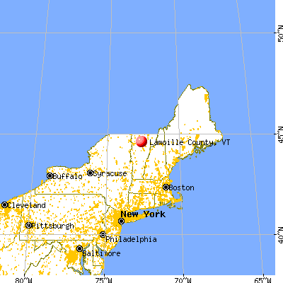 Lamoille County, VT map from a distance