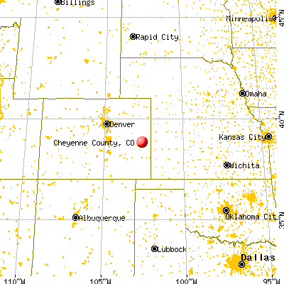 Cheyenne County, CO map from a distance