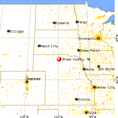 Brown County, NE map from a distance