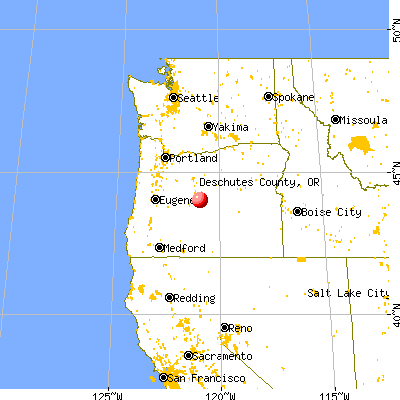 Deschutes County, OR map from a distance
