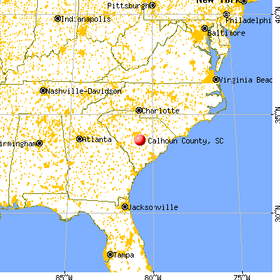Calhoun County, SC map from a distance