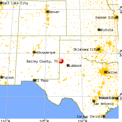 Bailey County, TX map from a distance
