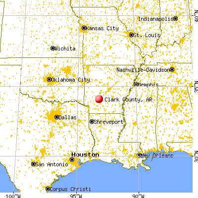 Clark County, AR map from a distance