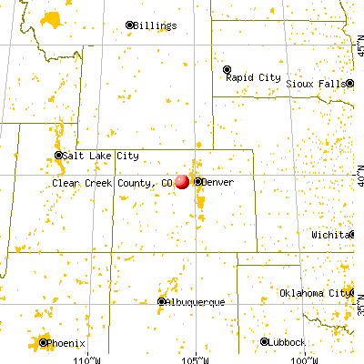 Clear Creek County, CO map from a distance