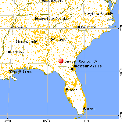 Berrien County, GA map from a distance