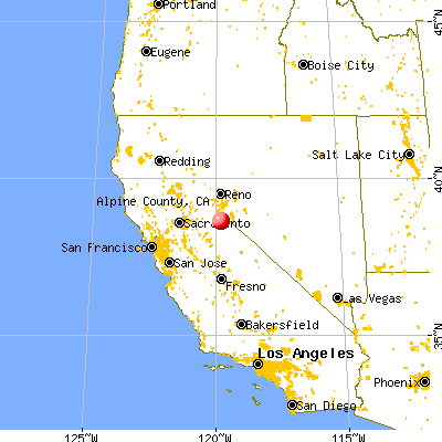 Alpine County, CA map from a distance