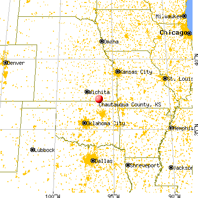 Chautauqua County, KS map from a distance