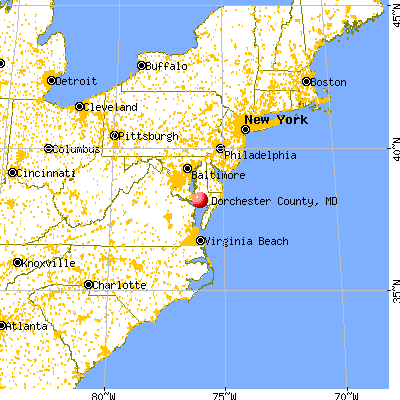 Dorchester County, MD map from a distance