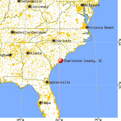 Charleston County, SC map from a distance