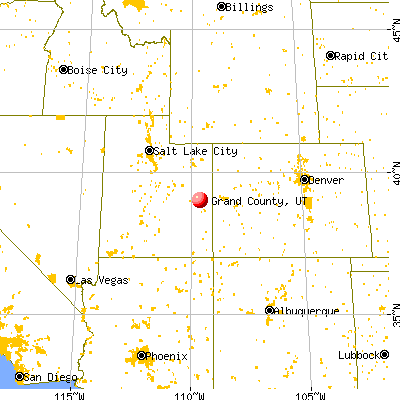 Grand County, UT map from a distance
