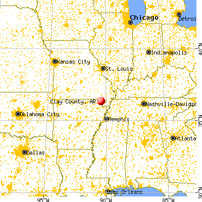 Clay County, AR map from a distance