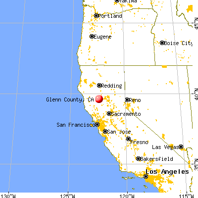 Glenn County, CA map from a distance