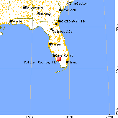 Collier County, FL map from a distance