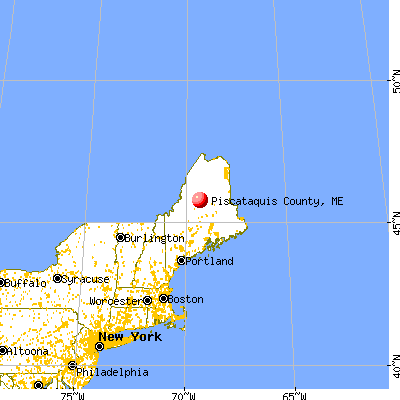 Piscataquis County, ME map from a distance