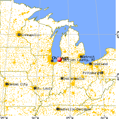 Berrien County, MI map from a distance