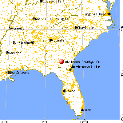 Atkinson County, GA map from a distance