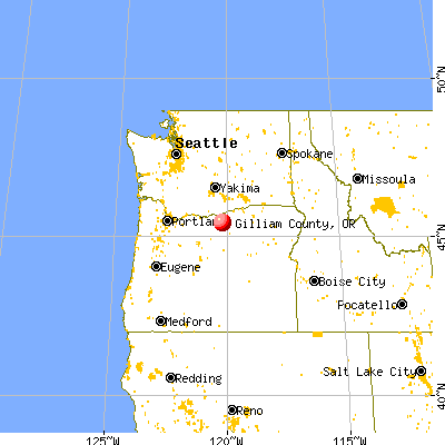 Gilliam County, OR map from a distance
