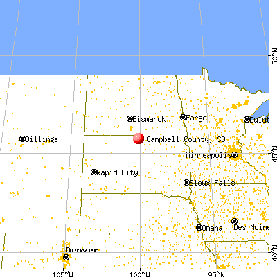 Campbell County, SD map from a distance