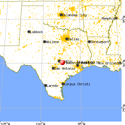 Bastrop County, TX map from a distance