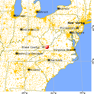 Bland County, VA map from a distance