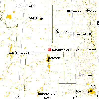 Laramie County, WY map from a distance