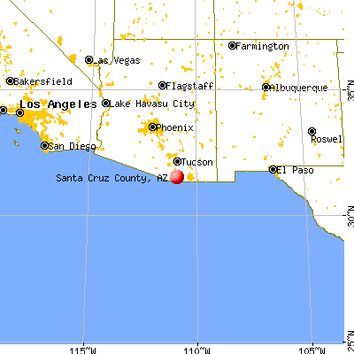 Santa Cruz County, AZ map from a distance