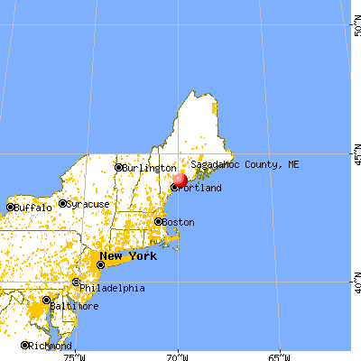 Sagadahoc County, ME map from a distance