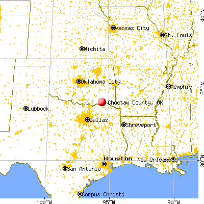 Choctaw County, OK map from a distance