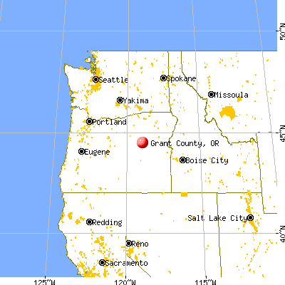 Grant County, OR map from a distance