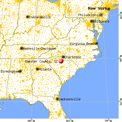 Chester County, SC map from a distance